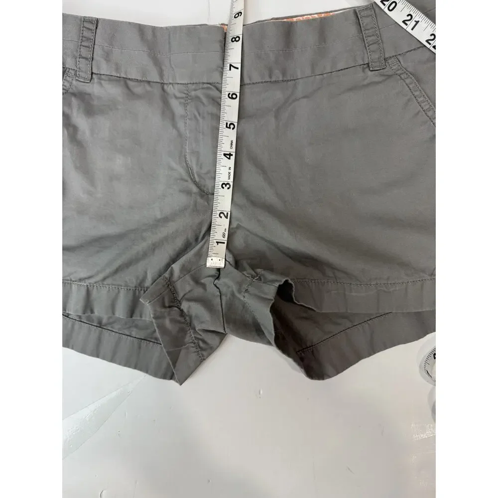 J. Crew Broken-In Chino Shorts Gray 100% Cotton Women's Size 2 Preppy Pockets
